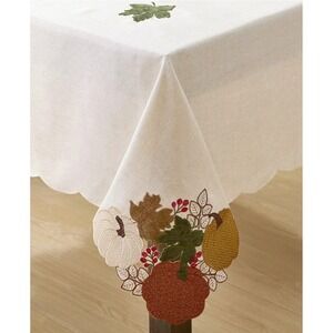 Elrene Fall Feels Cutwork Fabric Tablecloth in Multicolor Size 60in X 120in
